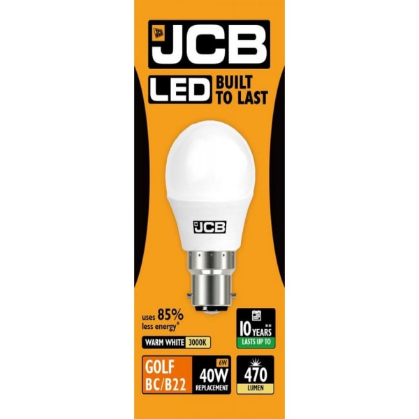 JCB LED Golf 470lm Opal 6w glödlampa B22 2700k One Size Vit White One Size