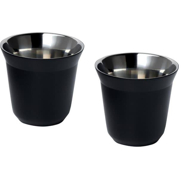 Duo Rostfritt Stål 80ml Espressokopp (2-pack) En Storlek Soli Solid Black One Size