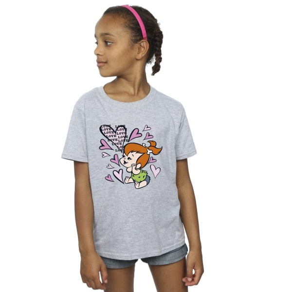 The Flintstones Girls Pebbles Love Love Love Bomull T-shirt 3-4 Sports Grey 3-4 Years