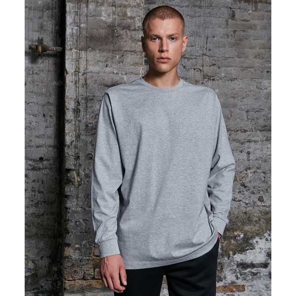Bygg ditt varumärke Långärmad tröja för män S Grå Ljung Grey Heather S