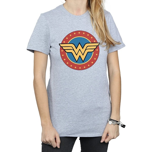 Wonder Woman Dam/Damer Logotyp Boyfriend T-shirt L Sports Grey Sports Grey L