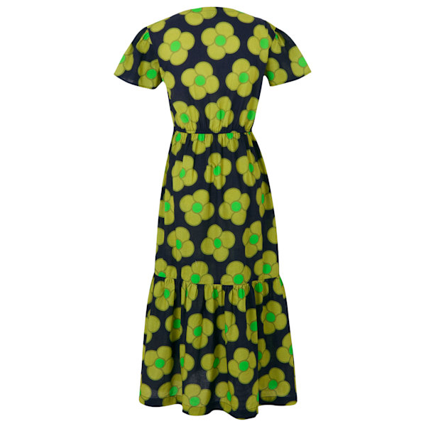 Regatta Dam/Dam Orla Kiely Snurrande Blomma Volangprydd Midiklänning Navy 16 UK