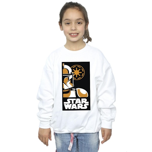 Star Wars Girls Stormtrooper Art Poster Sweatshirt 5-6 år Vit White 5-6 Years