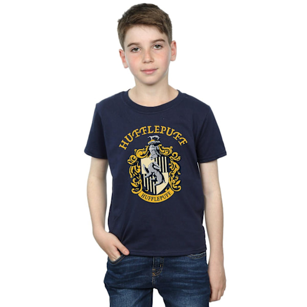 Harry Potter Pojkar Hufflepuff Bomull T-shirt 7-8 År Marinblå Navy Blue 7-8 Years