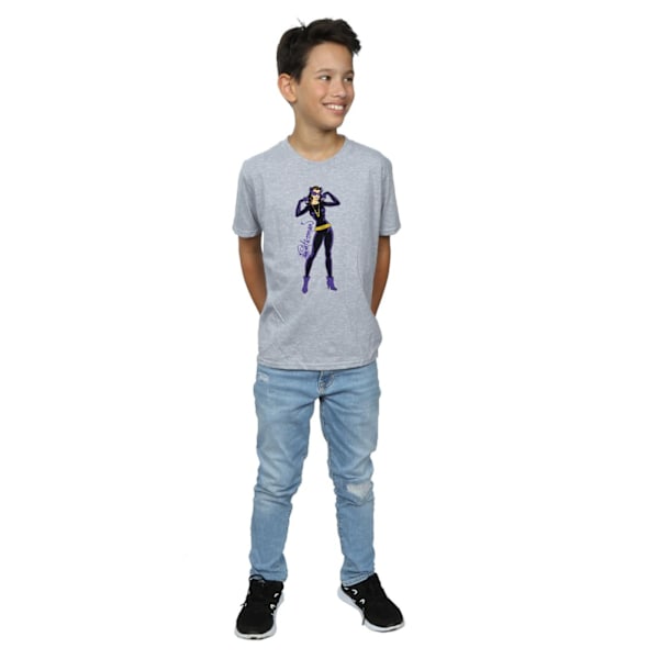 DC Comics Boys Catwoman Happy Pose T-Shirt 7-8 år Sports Grey Sports Grey 7-8 Years