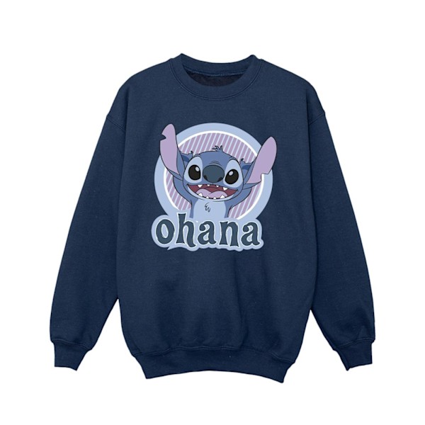 Disney Girls Lilo And Stitch Ohana Circle Sweatshirt 5-6 år Navy Blue 5-6 Years