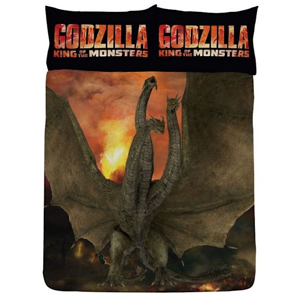 Godzilla Vs King Ghidorah Påslakan Set Dubbel Blå/Orange Blue/Orange Double