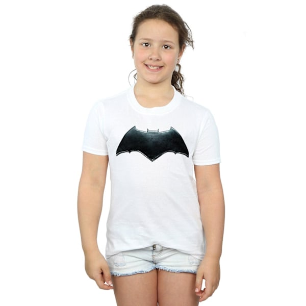 DC Comics Girls Justice League Movie Batman Emblem Bomull T-shirt White 9-11 Years