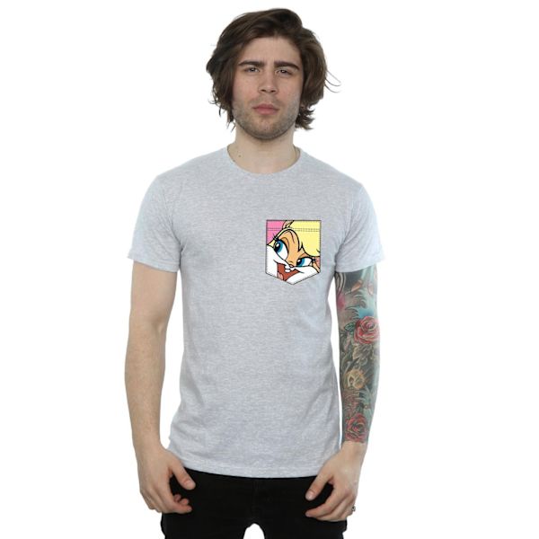 Looney Tunes Mens Lola Bunny Face Faux Pocket T-Shirt L Sports Sports Grey L