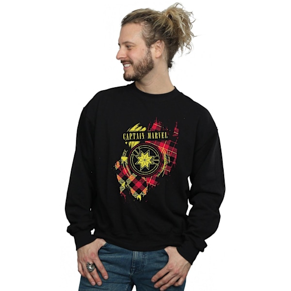 Marvel Herr Captain Marvel Tartan Patch Sweatshirt M Svart Black M