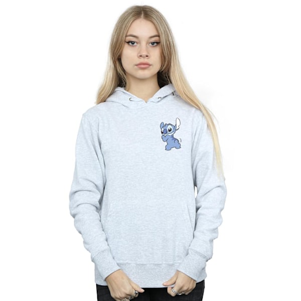 Disney Dam/Kvinnor Lilo Och Stitch Stitch Baksida Bröst Tryck Hoodie Sports Grey M