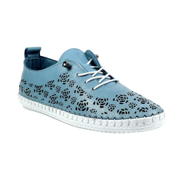 Lunar Dam/Dam Bamburgh Läder Plimsolls 4 UK Mid Blue Mid Blue 4 UK