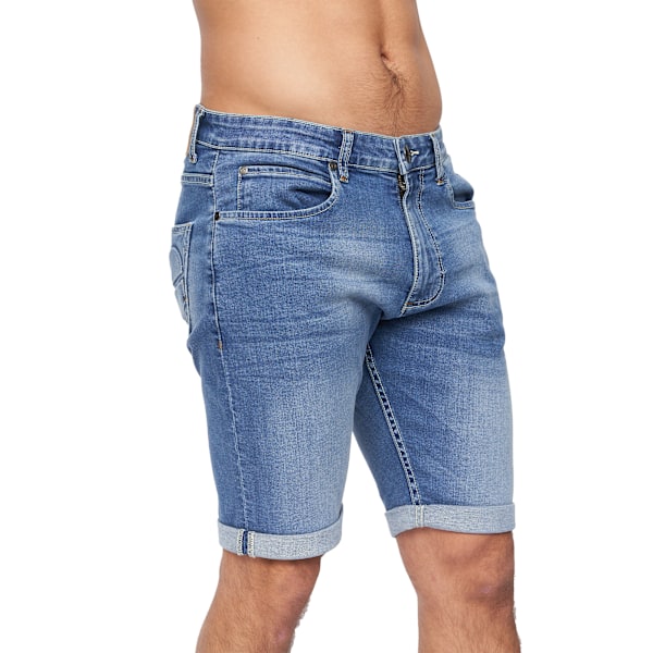 Crosshatch Herr Tonwin Denim Präglade Shorts 38R Mid Wash Mid Wash 38R