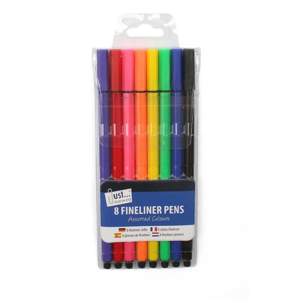 Just Stationery Fineliner Pen (Pack med 8) One Size Multicoloure Multicoloured One Size