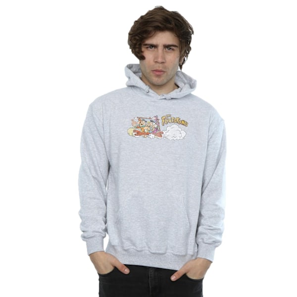 The Flintstones Herr Familjebil Distressed Hoodie L Sports Grey Sports Grey L