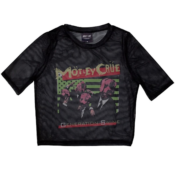 Motley Crue Dam/Kvinna Generation Swine Mesh Crop Top 10 UK Black 10 UK