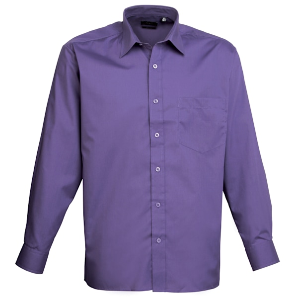 Premier Mens Premier Poplin Långärmad formell skjorta 17.5 Purp Purple 17.5