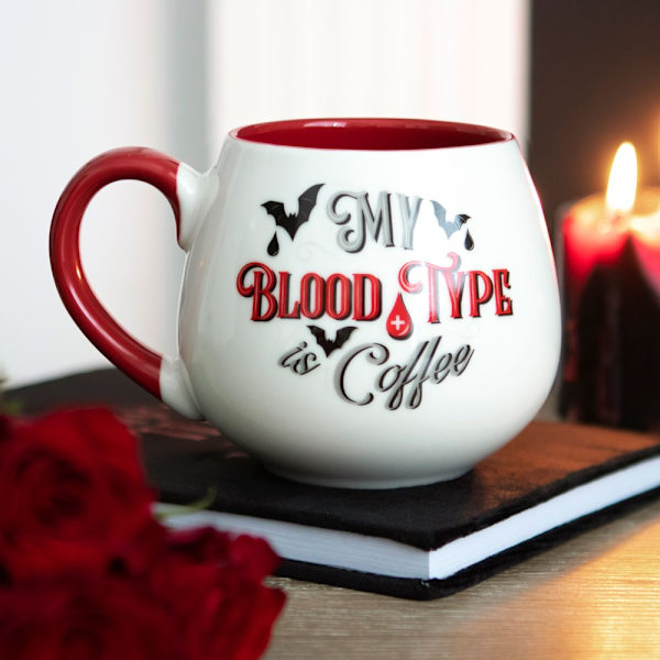 Något Annorlunda Min Blodtyp Är Kaffe Rundad Mugg En Storlek White/Red One Size