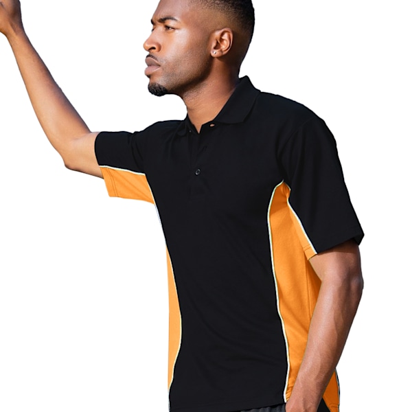 Gamegear® Herr Track Pique Kortärmad Polotröja Topp M Svart/ Black/Orange/White M