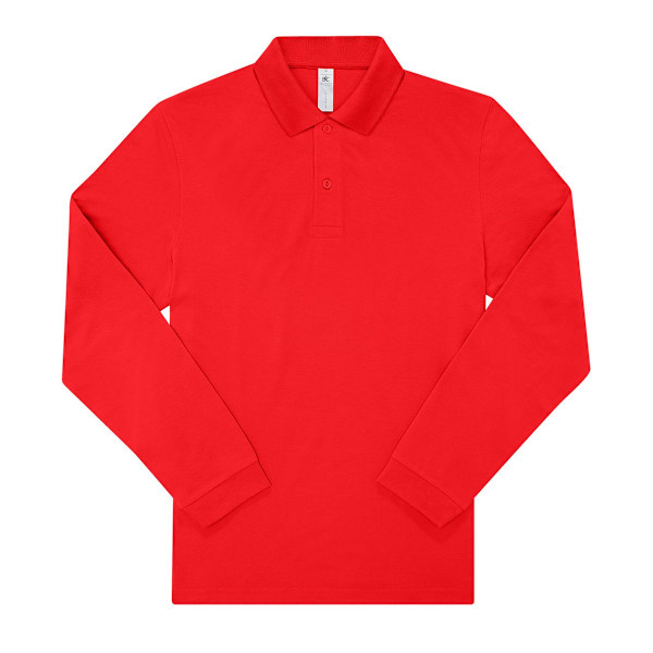 B&C Herr My Long-Sleeved Polo Shirt M Röd Red M