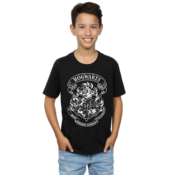 Harry Potter Pojkarnas Hogwarts Vapen Bomulls T-shirt 7-8 År Svart Black 7-8 Years