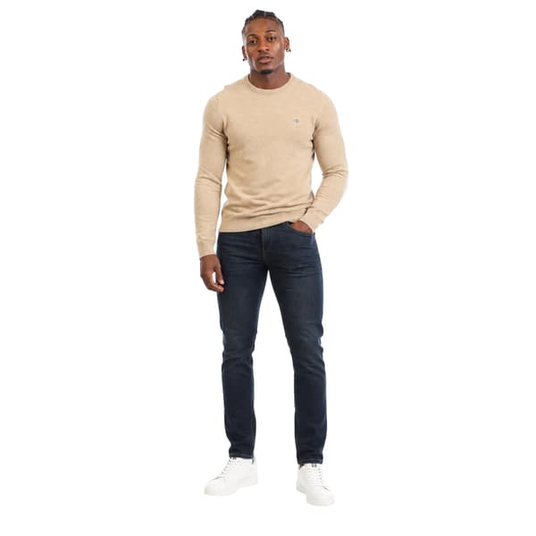 Gant Herrtröja i lammullsblandning, normal passform, S Khaki Brun Khaki Brown S