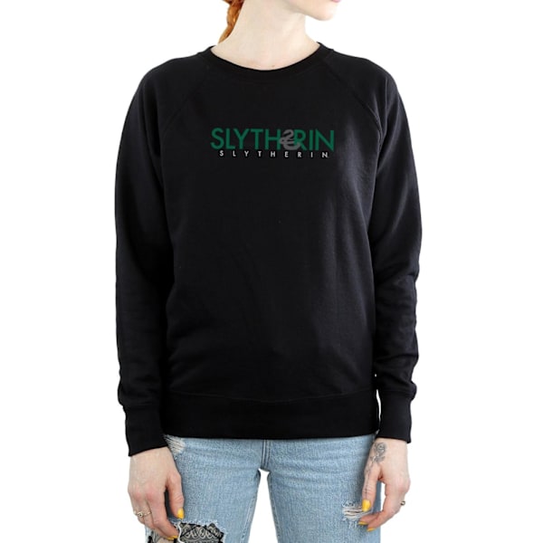 Harry Potter Dam/Kvinnor Slytherin Text Sweatshirt M Svart Black M