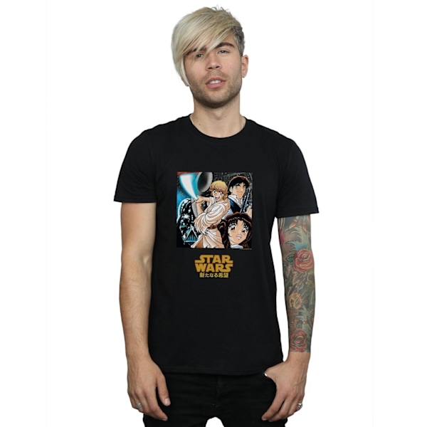 Star Wars Anime Poster T-shirt för män, 3XL, svart Black 3XL