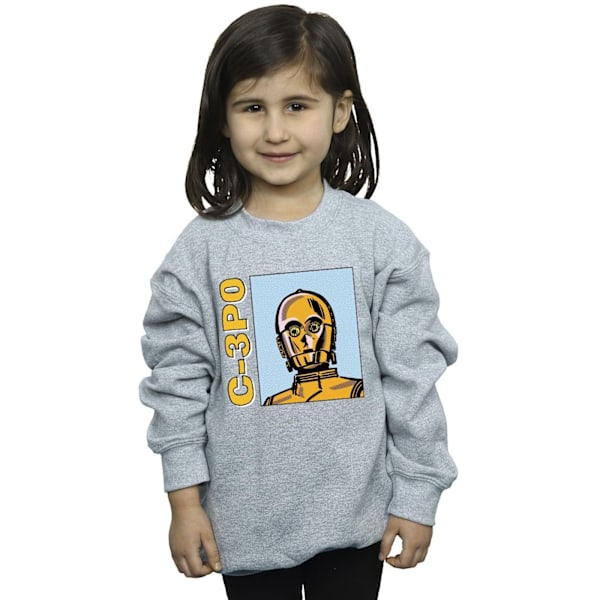 Star Wars Girls C3PO Line Art Sweatshirt 9-11 år Sports Grey Sports Grey 9-11 Years