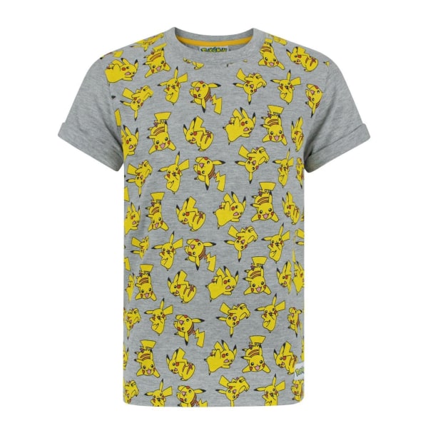 Pokemon barn/pojkar All-Over Pikachu Design T-shirt år (3 Grey Years (3-4)