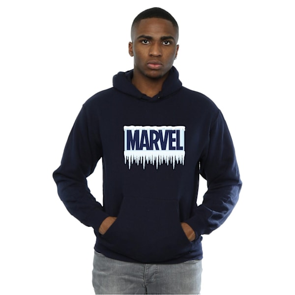 Marvel Mens Icicle Logo Hoodie 3XL Marinblå Navy Blue 3XL