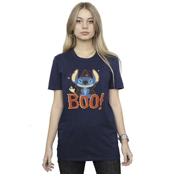 Disney Dam/Damer Lilo & Stitch Boo! Bomull Boyfriend T-Shir Navy Blue 4XL