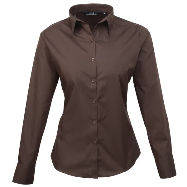 Premier Dam/Kvinnors Poplin Långärmad Blus 30 Mörkgrå Dark Grey 30
