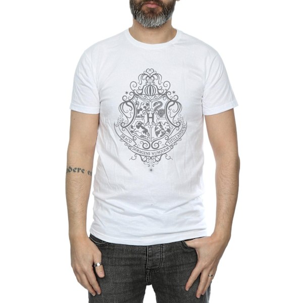 Harry Potter T-shirt för män Hogwarts Draco Dormiens Crest M Vit White M