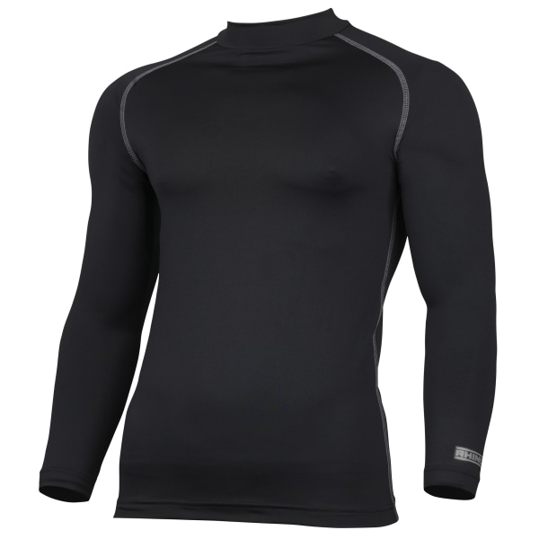 Rhino Mens Thermal Underwear Långärmad Base Layer Vest Topp 2X Black 2XL