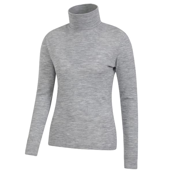 Mountain Warehouse Merino Ull Rullhals Baslager Dam Light Grey 6 UK