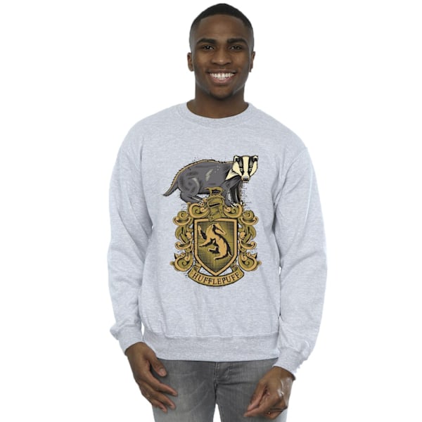 Harry Potter Hufflepuff Sketch Crest Sweatshirt för män M Sports G Sports Grey M