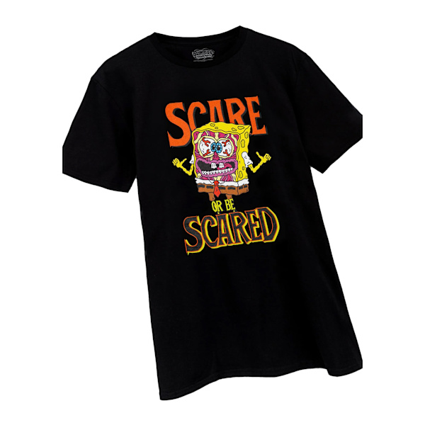 SpongeBob SquarePants Scare Or Be Scared T-shirt för män, M, svart Black M