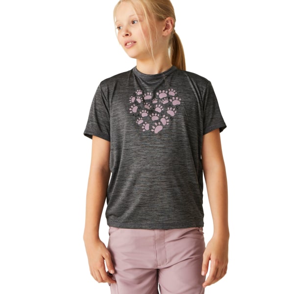 Regatta Childrens/Kids Alvardo VIII Paw Print Marl T-Shirt 7-8 Seal Grey 7-8 Years