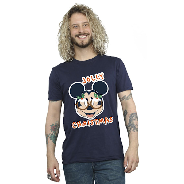 Disney Herr Mickey Mouse Jolly Christmas Glasögon T-shirt 3XL Marinblå Navy Blue 3XL