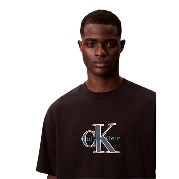 Calvin Klein Herr Text Logotyp T-shirt M Svart Black M