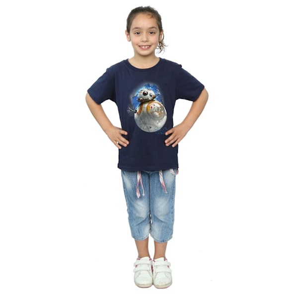 Star Wars: The Last Jedi T-shirt för flickor med BB-8, borstad, 7-8 år, marinblå Navy Blue 7-8 Years