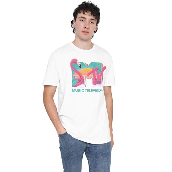 MTV Herr Flamingo Logotyp T-shirt M Vit White M