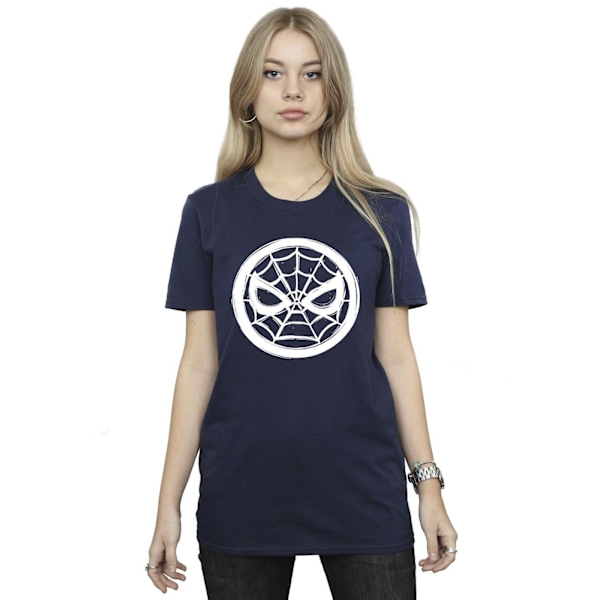 Marvel Dam/Kvinnor Spider-Man Bröstlogotyp Bomull Boyfriend T-Shirt L Marinblå Navy Blue L