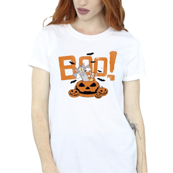 Tom & Jerry Dam/Damer Halloween Boo! Bomull Boyfriend T-Shi White 5XL