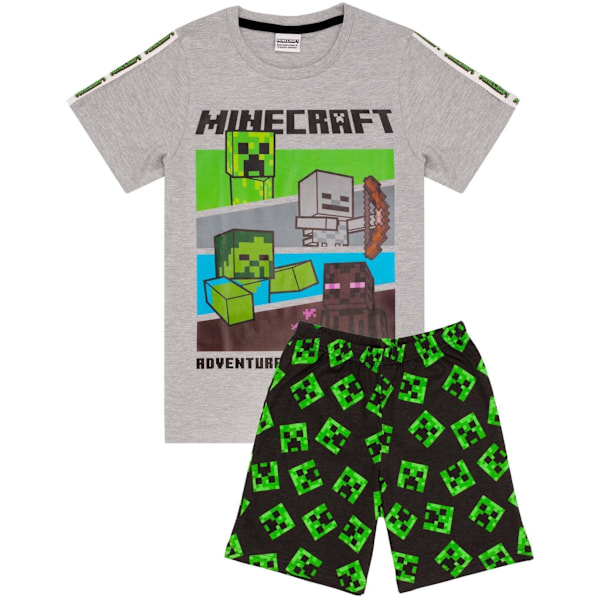 Minecraft Pojkar Kort Pyjamas Set 9-10 År Heather Grey/Svart/G Heather Grey/Black/Green 9-10 Years