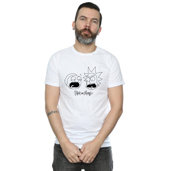 Rick And Morty Herr Huvud Bomull T-shirt L Vit White L