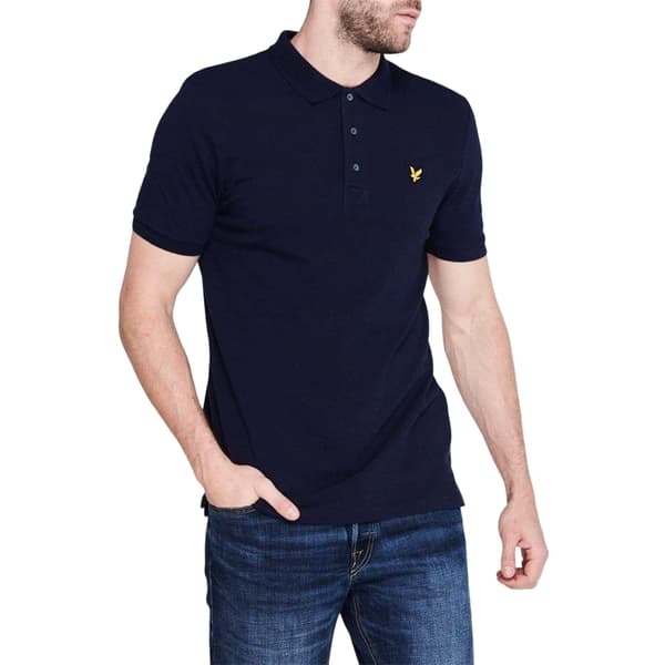 Lyle & Scott Kortärmad Pikétröja för Herr M Marinblå Navy M