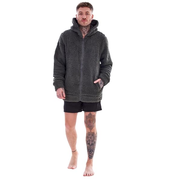 Keanu Herr Sherpa Pull Over Hoodie L Kolgrå Charcoal L