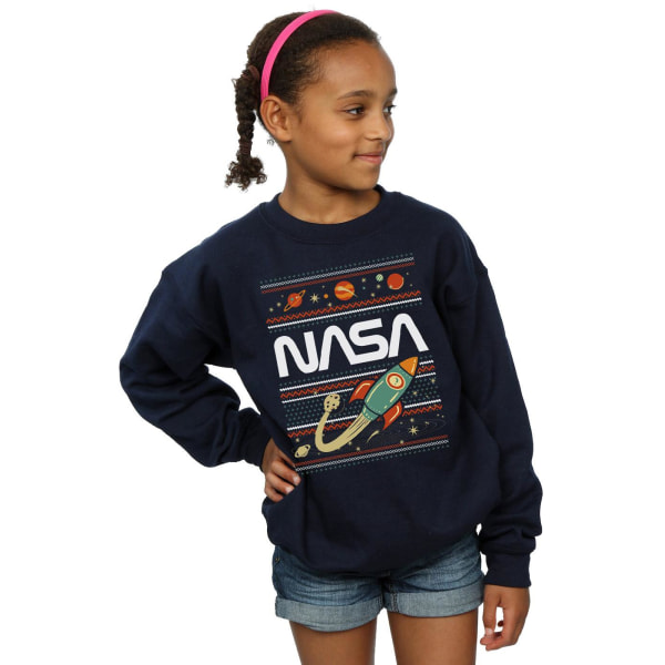 NASA Girls Fair Isle Sweatshirt 12-13 år Marinblå Navy Blue 12-13 Years